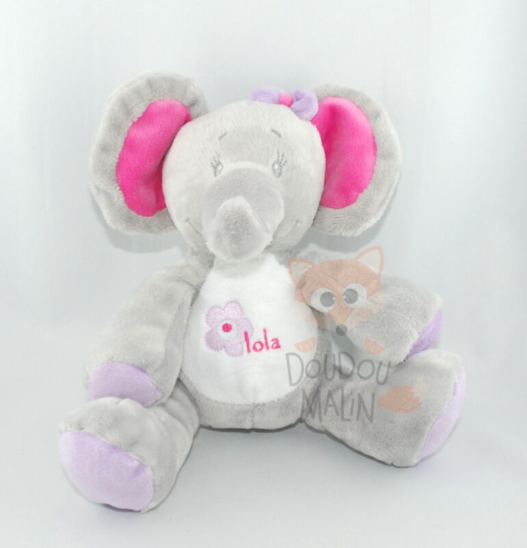  éléphant lola rose gris violet blanc 